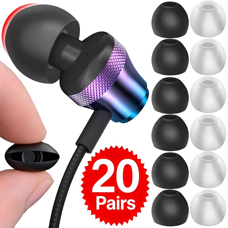 Silicone Ear Tip Replacement - 1-20 زوج من أغطية الأذن الناعمة