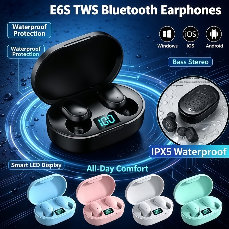 Bluetooth Headset On Ear - سماعات أذن لاسلكية E6S TWS بتقنية