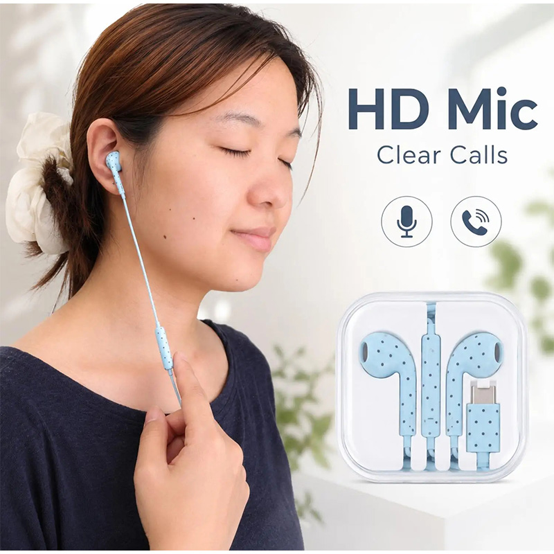 سماعات أذن من النوع C بنمط نقا - مراجعة Wired Earphone Mic وسعره